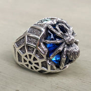sterling silver blue stone spider ring