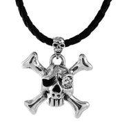 silver skull crossbones pendant necklace