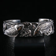 925 sterling silver koi bangle cuff bracelet
